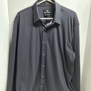 Buttercloth Shirt Mens 2XL Blue Geometric Icy Cotton Regular Fit Long Sleeve